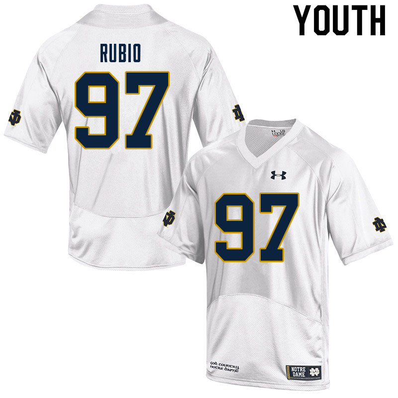 Youth #97 Gabe Rubio Notre Dame Fighting Irish College Football Jerseys Sale-White